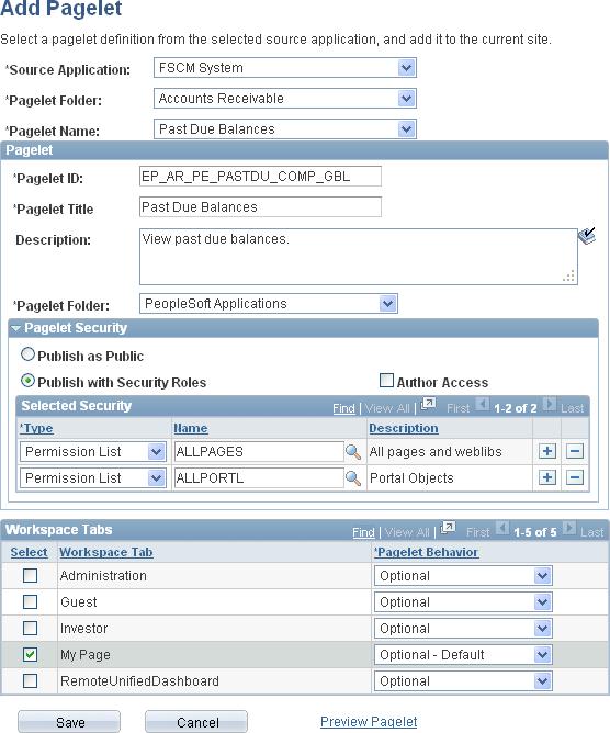 Administering Unified Navigation in PeopleSoft Applications Portal Chapter 30 Adding a Content Provider Pagelet as a Homepage Pagelet Access the Add Pagelet page (click the Add Pagelet button on the