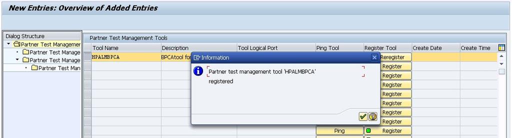 The port name appears in the Tool Logical Port field in the Overview of Added Entries screen: 7.