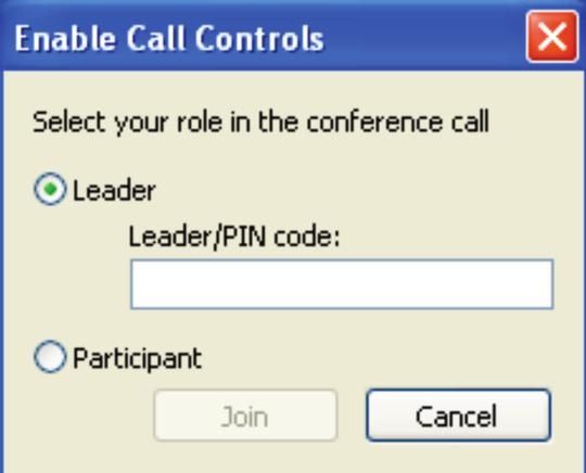 The Join Conference Call window will pop up.