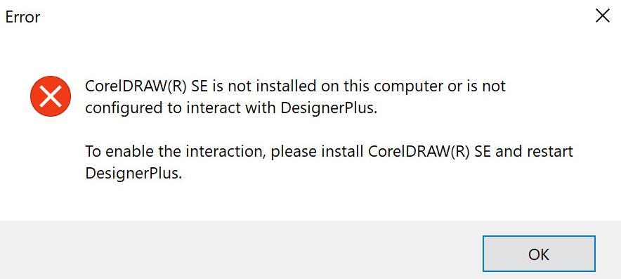 Corel Not Installed Message