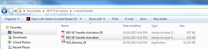 License Transfer: Copy to USB Navigate to the License Transfer folder Open BES V8 Transfer