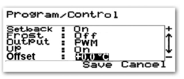 TEMPERATURE OFFSET: The Temperature Offset menu item is an adjustable setting that allows calibration of the controller to match the ambient temperature.