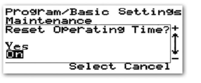 Operating Time item Select Yes and then press the