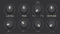 Oscillator Settings Level Sets the volume level of the synthesizer output. Pan Determines the position (panorama) in a left-right stereo field.