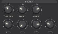 Filter The built-in synthesizer also has a low pass filter module. The filter envelope determines the amount of time between the cutoff and the peak value.