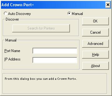 Adding a Crown Port After Installing Crown Print Monitor+ After Crown Print Monitor+ is installed, a Crown port can be added by following the procedure described below.