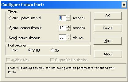 Configure Crown Port+ In the Configure Crown Port+ dialog box, specify the advanced settings for the Crown port.