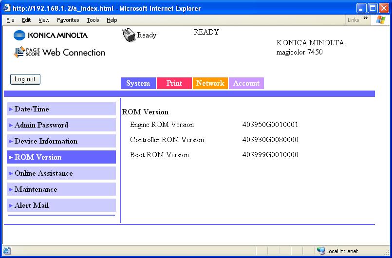ROM Version The System - ROM Version window provides the following information.