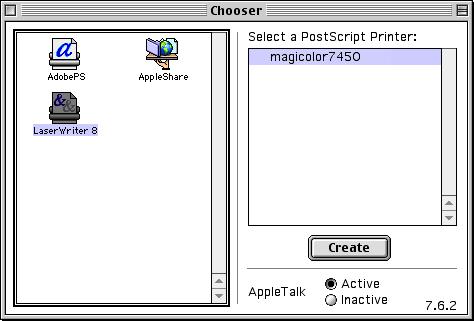 3 Select the LaserWriter 8 icon from the icons on the left side of the Chooser.