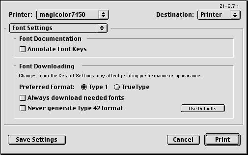 Font Settings Font Documentation Annotate Font Keys: Allows you to determine if the font keys are annotated. Font Downloading Preferred Format: Allows you to select the preferred font format.