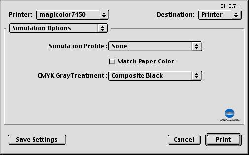 Simulation Option Simulation Profiles Allows you to select RGB color profiles for simulation.