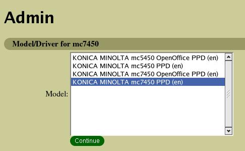 9 Select KONICA MINOLTA, click Continue.