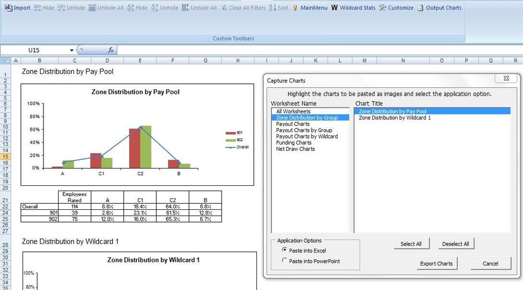 Select the worksheet and the specific chart(s) you want to capture. 3.