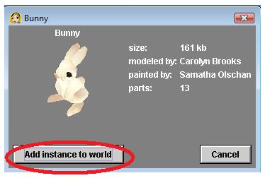 Then click Add Instance to World.