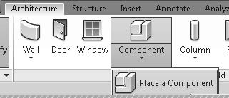 8. Locate ex2-7.rfa. Press Open. 9. Activate the Architecture ribbon. Select ComponentPlace a Component from the Build panel. 10.
