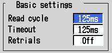 DX100P Modbus master (BASIC) menu DX200P Modbus master menu Selecting the read cycle 4. Press the arrow keys to move the cursor to the [Read cycle] box. 5.