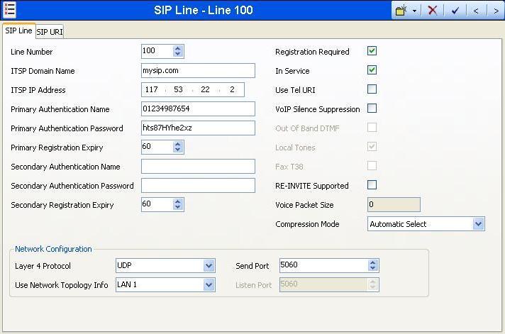 SIP Configuration SIP trunks are created in Manager through Line programming (New SIP Line).
