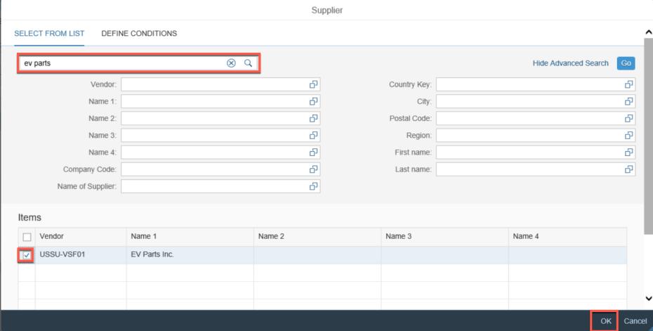 Search for your vendor by entering part of the name in the default search field.