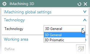 imachining 3D Currently, imachining 3D enables you to define a roughing, rest machining and semifinishing operation for either general shaped 3D parts (3D General) or 3D