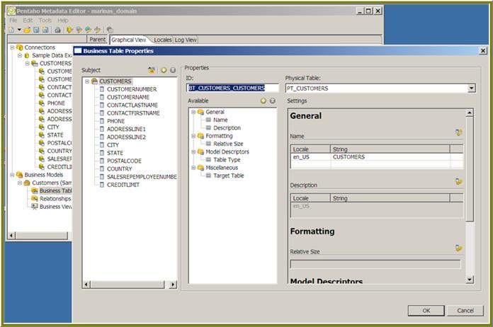 Creating a New Domain 18 In the Business Table Properties dialog box, the ID field is pre-populated with a value. This ID identifies a specific business table, and must be unique.
