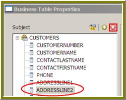 The table you chose in Step 3 is listed next, then below the fields is another navigation pane, with the name of your business table and all the columns inherited from the physical table included as