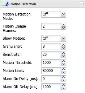 Configuring the Camera AW00101510000 3.5 Motion Detection Parameters The parameters in the Motion Detection group are used to control the operation of the camera s motion detection function.