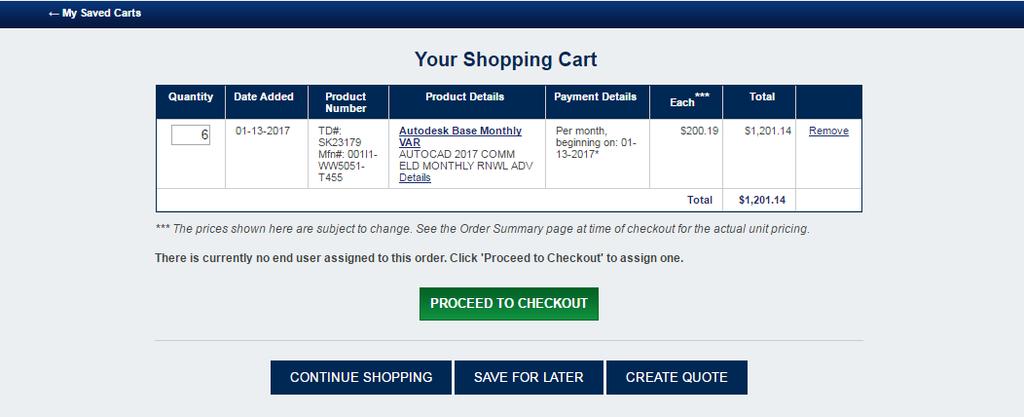 Step 4 View Shopping Cart Once in the Cart, you'll be able to view your total products