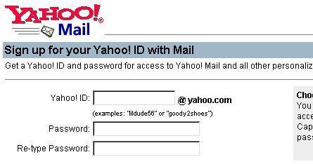 2 Step # 4: You will be asked to fill in some questions for Yahoo!. They are shown below: This is the first section of the page. The Yahoo! ID will be PART of your new email address.