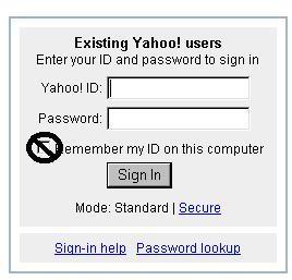 5 Step #3 You will need to enter your Yahoo! ID and Password. You may choose to click Remember my ID on this computer. We suggest this option only if you use a home computer for your email.