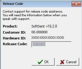 Figure 11 Release Code Window To receive your release code over the telephone, select Contact support by telephone, click OK, and call Carestream Customer Support.