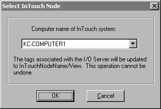 112 Chapter 4 6. To redirect the I/O Server to InTouch HMI software, click Redirect to InTouch. This button is only available if at least one I/O Server type is "VIEW.