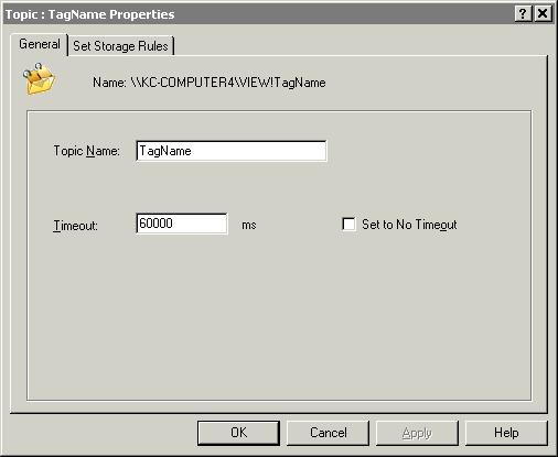 Configuring Data Acquisition 115 3. Expand the IDAS and then the I/O Server that contains the topic to edit. 4. Right-click on the topic, and then click Properties. The Properties dialog box appears.