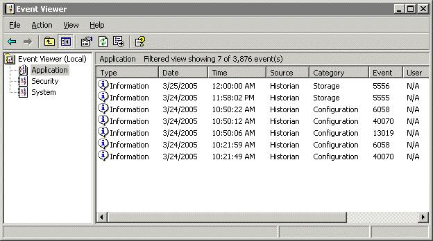 Monitoring the System 197 6. Click OK. The details pane shows only IndustrialSQL Server historian errors. 7. To view the message text, double-click on the message in the details pane.
