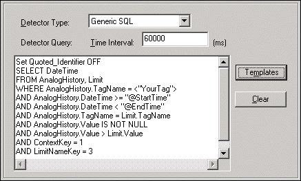 214 Chapter 10 To configure a generic SQL detector 1. In the Detector Type list, select Generic SQL. 2.