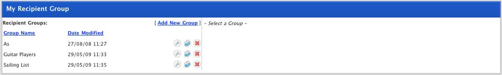 Messages 4. Click the Manage button. The My Recipient Group page appears. 5. Adjacent to the Recipient Group that you want to delete, click the Delete button.
