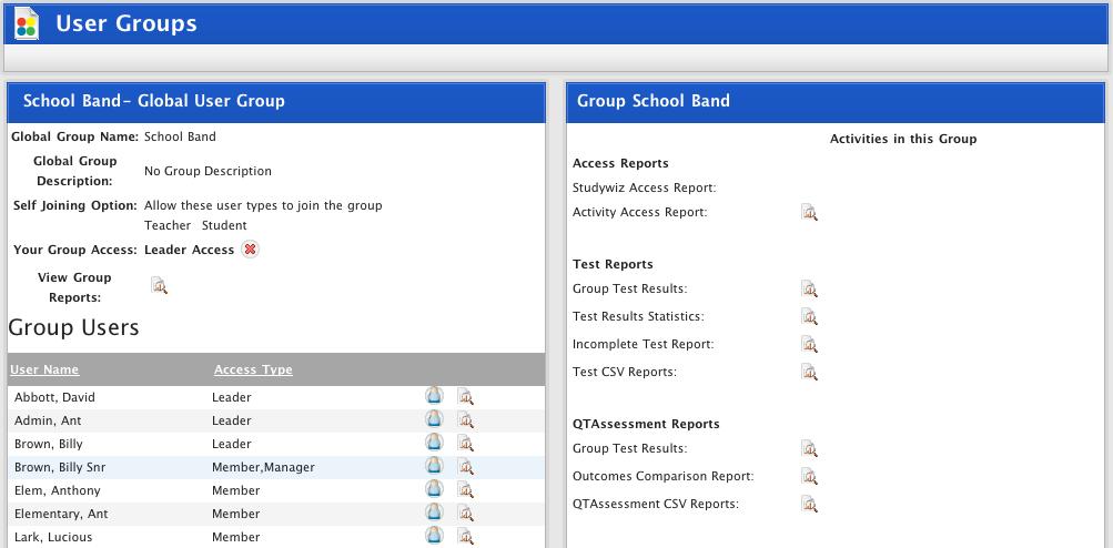 Studywiz Groups 3. From the User Groups drop-down list select I am a leader of. Only the groups you teach are listed. 4.