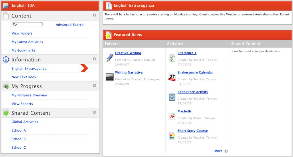 Click the Class or Group that contains the activities you want to view. The Learning page appears. 3.