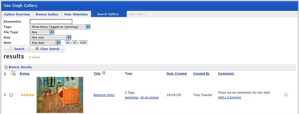 Activities 3. Click the Tag you want to search for. The Search tab appears and lists all the items with that tag. 6.