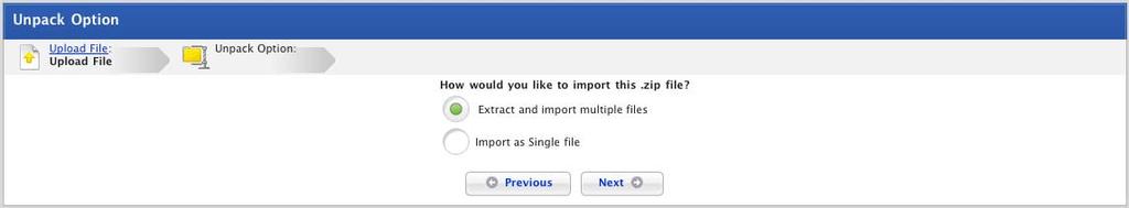 Activities 4. Click Import file from elocker. The Import File From elocker page appears. 5. Navigate through your elocker files to the zip file you want to upload. 6.