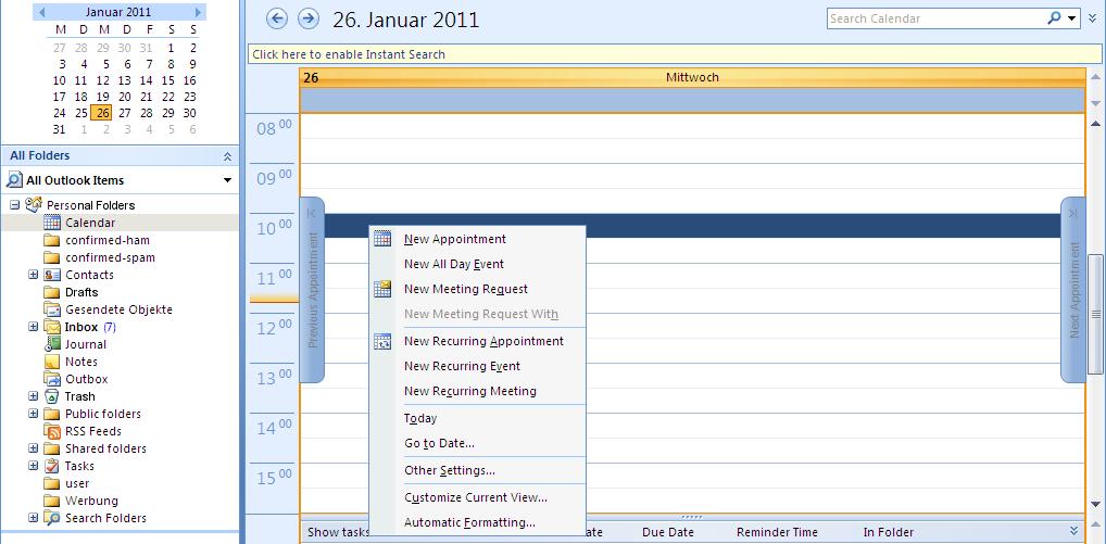 Scheduling Using Outlook and the OXtender 2 for Microsoft Outlook Private icon To hide an appointment to other users activate the Private icon. Figure 5.4. Creating a new Appointment in MS Outlook 5.