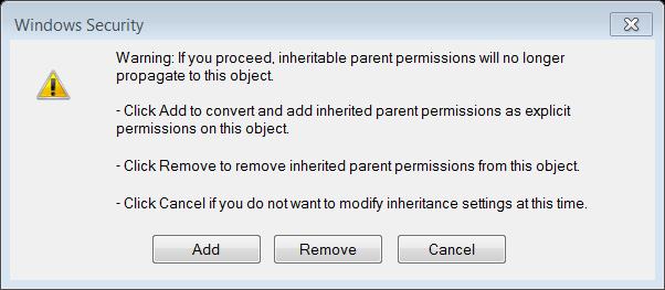 If you click Remove, it may result in everyone including yourself losing access to that folder.