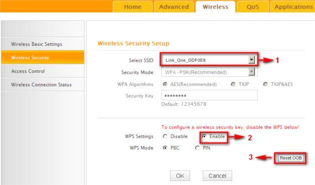 Note: 1. To use the WPS security, the wireless client must be also WPS-capable. 2.