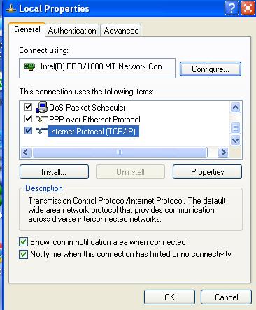 3. Select Internet Protocol (TCP/IP) and