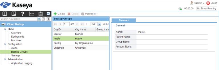 On the Backup Groups page create a secondary backup group credential for each