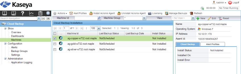 Creating Backups After a few minutes the Acronis agent will be installed on selected