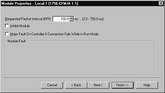 84 Configuring the Configurable Flowmeter Module Altering the Default Configuration If you want to alter or view the default configuration, click on Next.