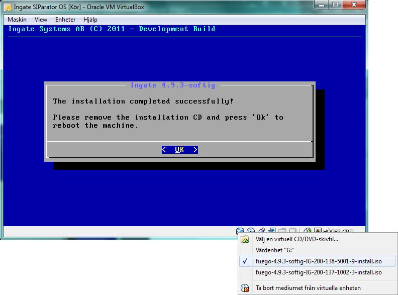 3.6 The Installation Program will Install the SIParator /Firewall Software The installation will automatically start when booting up the virtual machine.
