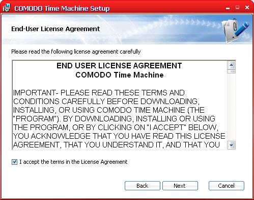Select the check box 'I accept the terms in the License Agreement' and click 'Next'. If you want to cancel the installation, click 'Cancel'.