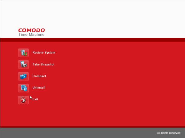 12. Using the Sub-Console on System Start up Comodo Time Machine features a convenient sub console that can be accessed before Windows starts on your system.