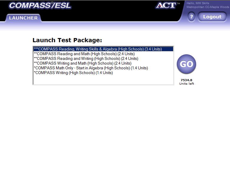 3.6 Select the test package 1.